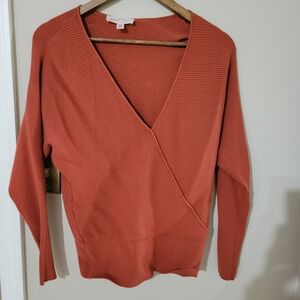 Halogen Women's V-Neck Sweater in Rust